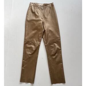 Vintage 80's Gold High Rise Leather Pants / Sz 10 28" / Margaret Godfrey / Luxe